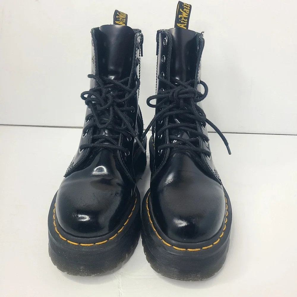 Dr Martens Jadon Black Patent Platform Chunky Side Zip Boot US 6 M 7 W EU 38